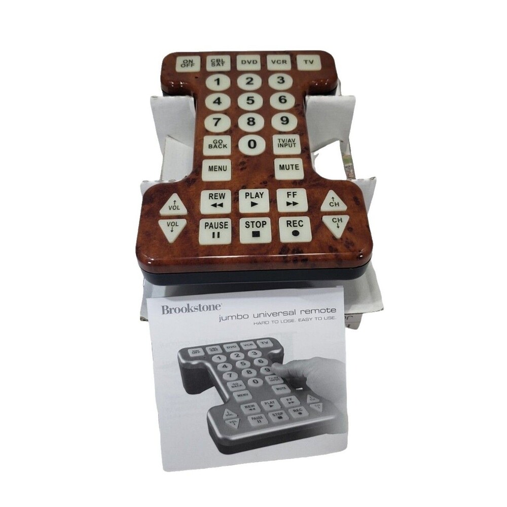 Brookstone Jumbo Universal Remote Faux BURLWOOD 597286 New Open Box Excellent